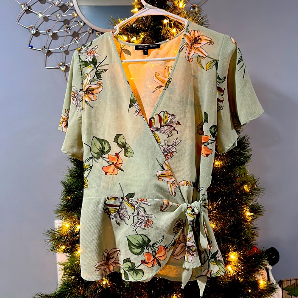 Sage wrap shirt